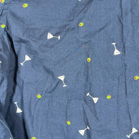 NWT Large J. Crew Classic Navy Shirt with Martini Glass All Over Print - Picture 6 of 10